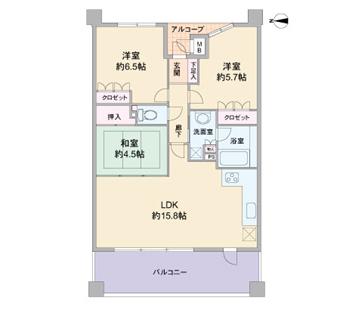 Floor plan. 3LDK, Price 20,900,000 yen, Occupied area 68.33 sq m , Balcony area 13 sq m