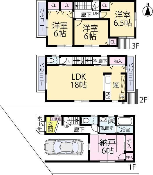 Floor plan. 24,900,000 yen, 4LDK, Land area 74.38 sq m , Building area 117.63 sq m