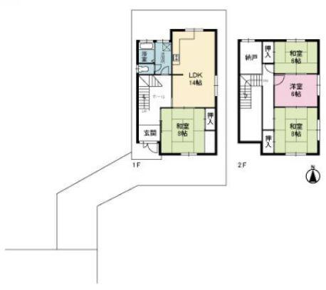 Floor plan. 22 million yen, 4LDK + S (storeroom), Land area 135.76 sq m , Building area 109.52 sq m