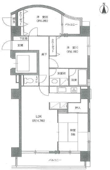 Floor plan. 3LDK, Price 23.8 million yen, Occupied area 72.85 sq m , Balcony area 11.51 sq m