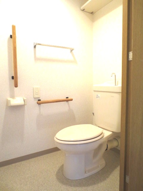Toilet. With handrail