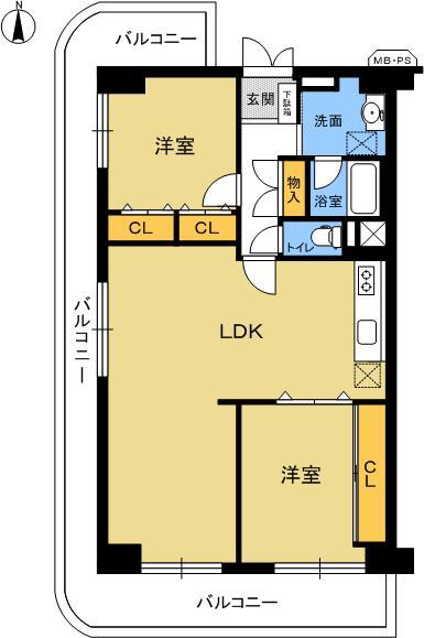 Floor plan. 3LDK, Price 9.5 million yen, Footprint 71.5 sq m , Balcony area 26.25 sq m