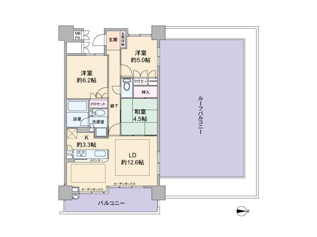 Floor plan. 3LDK, Price 31,800,000 yen, Footprint 72.7 sq m , Balcony area 11.86 sq m