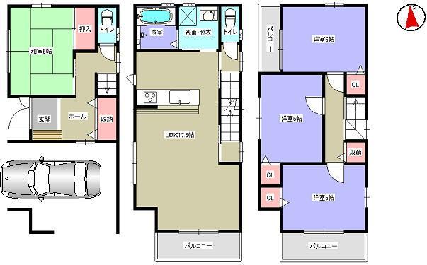 Floor plan. 29,800,000 yen, 4LDK, Land area 79.33 sq m , Building area 117.58 sq m