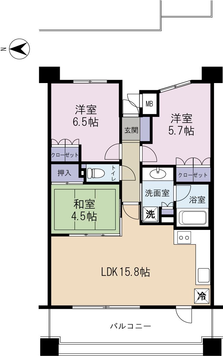 Floor plan. 3LDK, Price 20,900,000 yen, Occupied area 68.33 sq m