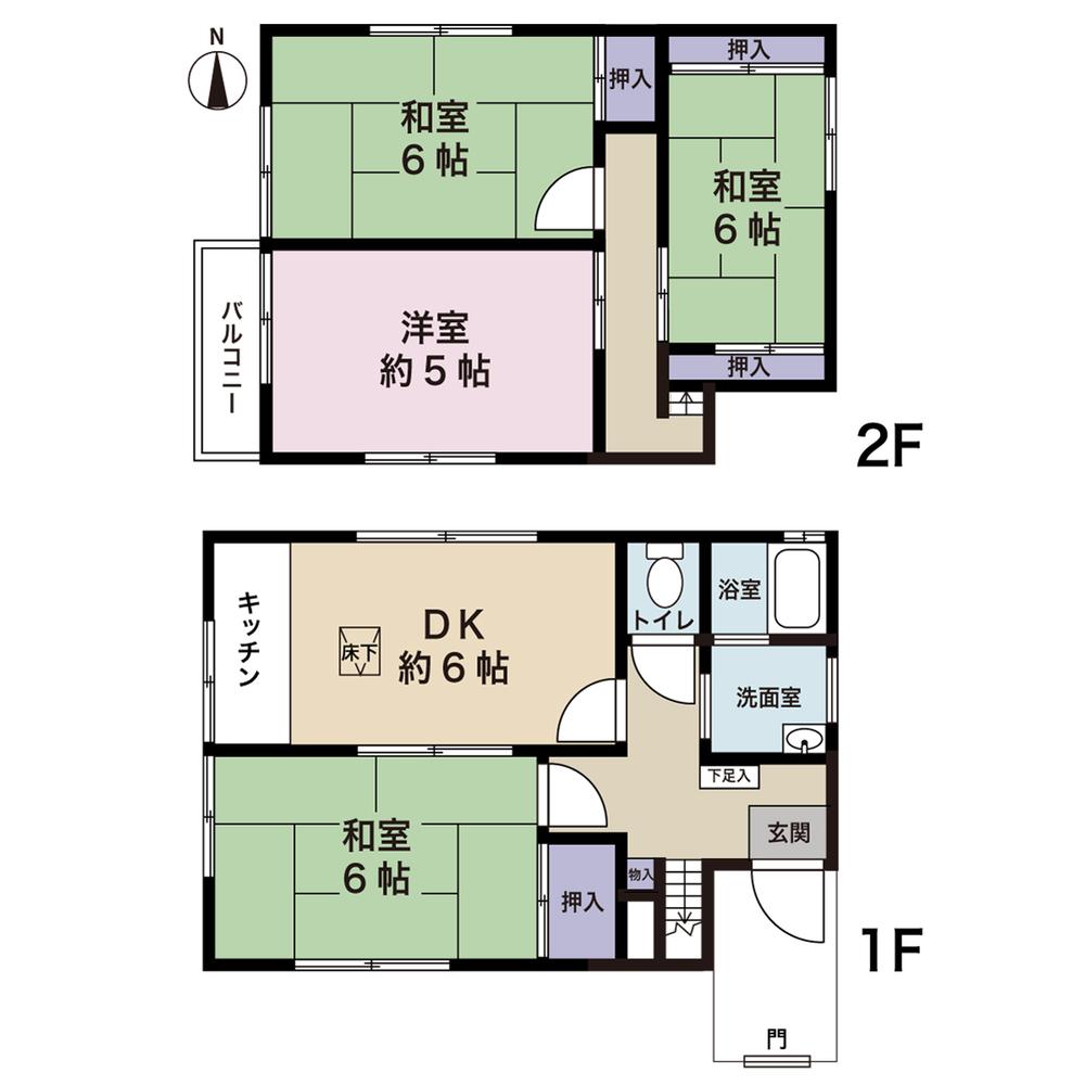 Floor plan. 5.8 million yen, 4DK, Land area 51.38 sq m , Building area 72.89 sq m