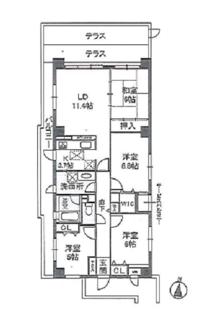 Floor plan. 4LDK, Price 22,800,000 yen, Occupied area 90.09 sq m , Balcony area 13.28 sq m footprint 90.09 sq m