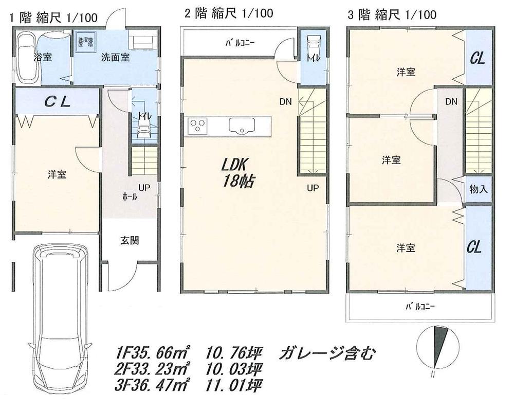 Floor plan. 27,800,000 yen, 4LDK, Land area 62.79 sq m , Building area 100 sq m building an example