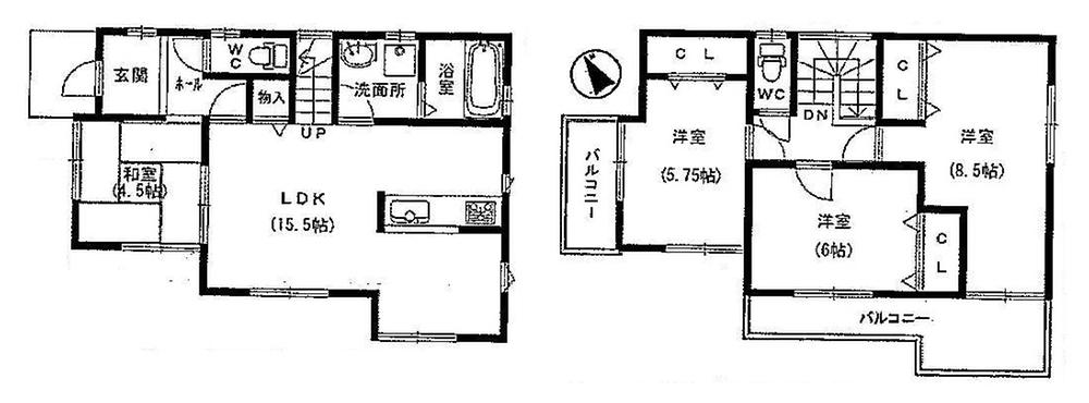 Floor plan. 25,800,000 yen, 4LDK, Land area 123.82 sq m , Wide floor plan of frontage to the building area 95.22 sq m southeast side will go all day sun!