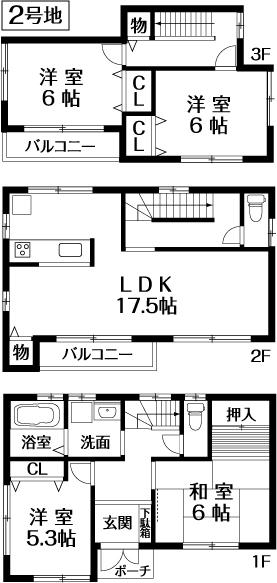 Floor plan. (No. 2 locations), Price 29,800,000 yen, 4LDK, Land area 92.3 sq m , Building area 104.48 sq m