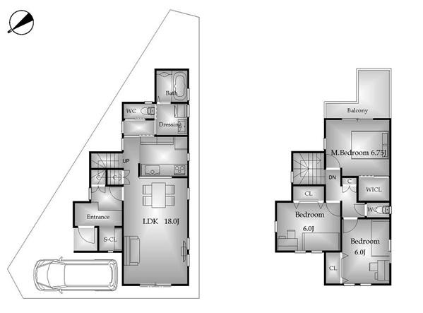 Building plan example (floor plan). Building plan example (A No. land) Building Price     14,880,000 yen, Building area 93.75 sq m