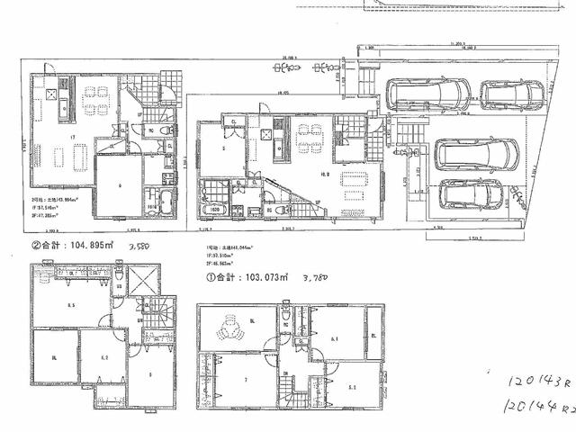 Building plan example (floor plan). Building plan example (No. 1 place) building price 15.5 million yen, Building area 103.73 sq m