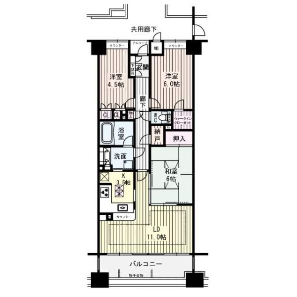 Floor plan. 3LDK, Price 29 million yen, Occupied area 71.37 sq m , Balcony area 11.6 sq m south-facing.