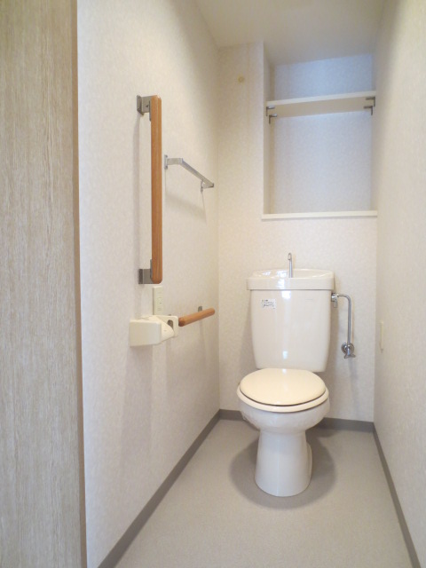 Toilet. With handrail