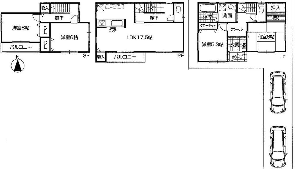 Floor plan. (No. 2 locations), Price 29,800,000 yen, 4LDK, Land area 92.3 sq m , Building area 104.48 sq m