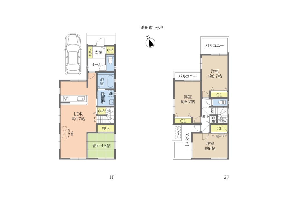 Floor plan. (No. 1 point), Price 34,500,000 yen, 4LDK, Land area 90.15 sq m , Building area 97.2 sq m