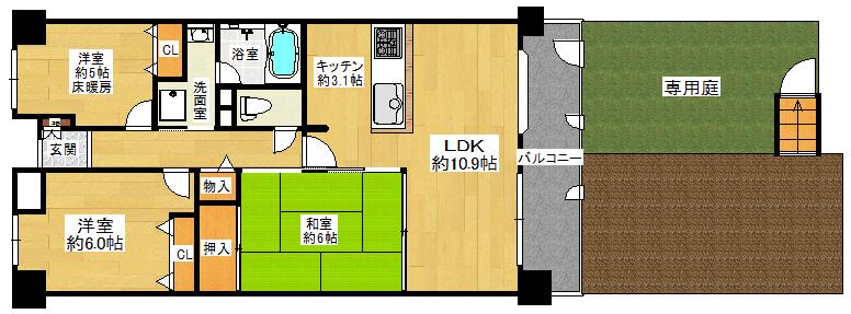 Floor plan. 3LDK, Price 15.7 million yen, Footprint 68.9 sq m , Balcony area 9.79 sq m