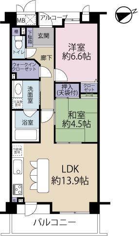 Floor plan. 2LDK, Price 19,800,000 yen, Occupied area 59.81 sq m , Balcony area 8.79 sq m