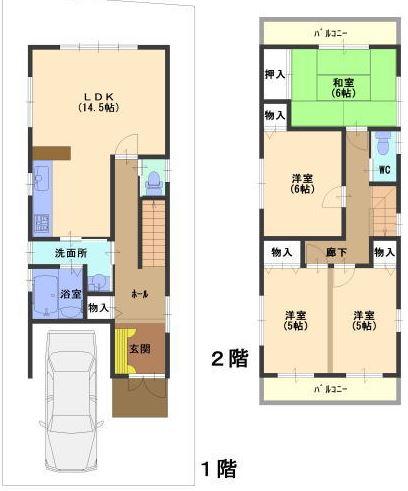 Floor plan. 27.3 million yen, 4LDK, Land area 89.6 sq m , Building area 97.2 sq m