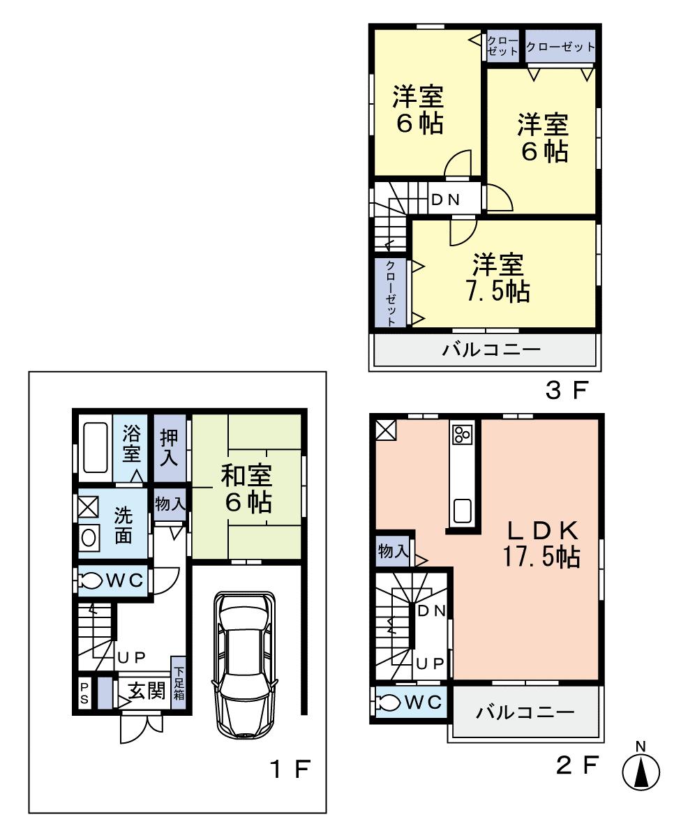 Floor plan. 31,800,000 yen, 4LDK, Land area 72.01 sq m , Building area 103.68 sq m