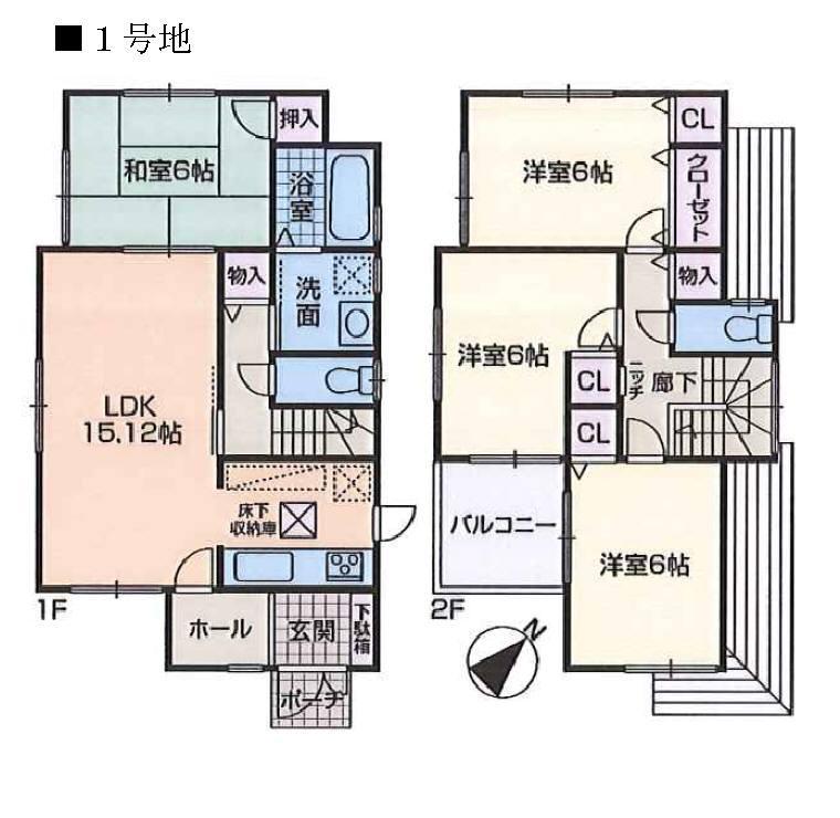 Floor plan. (No. 1 point), Price 34,800,000 yen, 4LDK, Land area 120.76 sq m , Building area 94.97 sq m