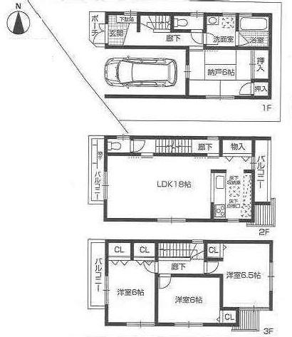 Floor plan. 24,900,000 yen, 4LDK, Land area 74.38 sq m , Building area 117.63 sq m