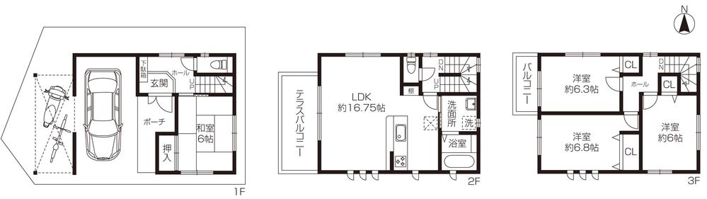 Floor plan. 34,800,000 yen, 4LDK, Land area 75 sq m , Building area 131.38 sq m