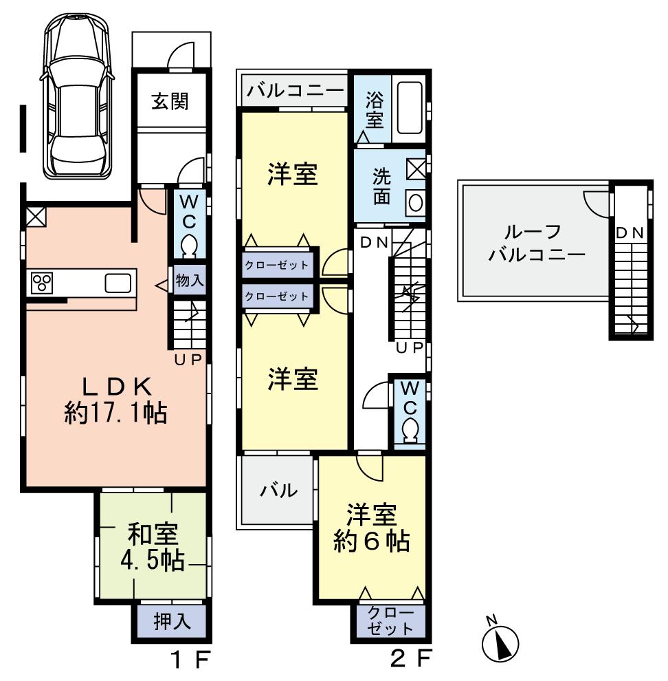 Floor plan. 32,900,000 yen, 4LDK, Land area 88.28 sq m , Building area 106.37 sq m