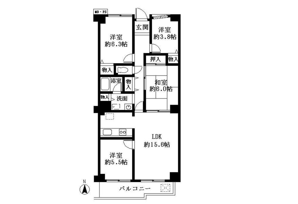 Floor plan. 4LDK, Price 14.8 million yen, Occupied area 81.49 sq m , Balcony area 7.43 sq m