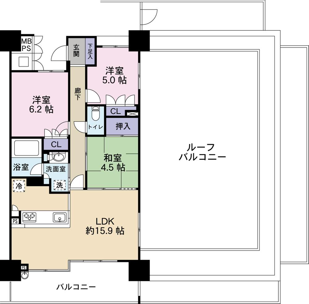 Floor plan. 3LDK, Price 31,800,000 yen, Footprint 72.7 sq m , Balcony area 11.86 sq m