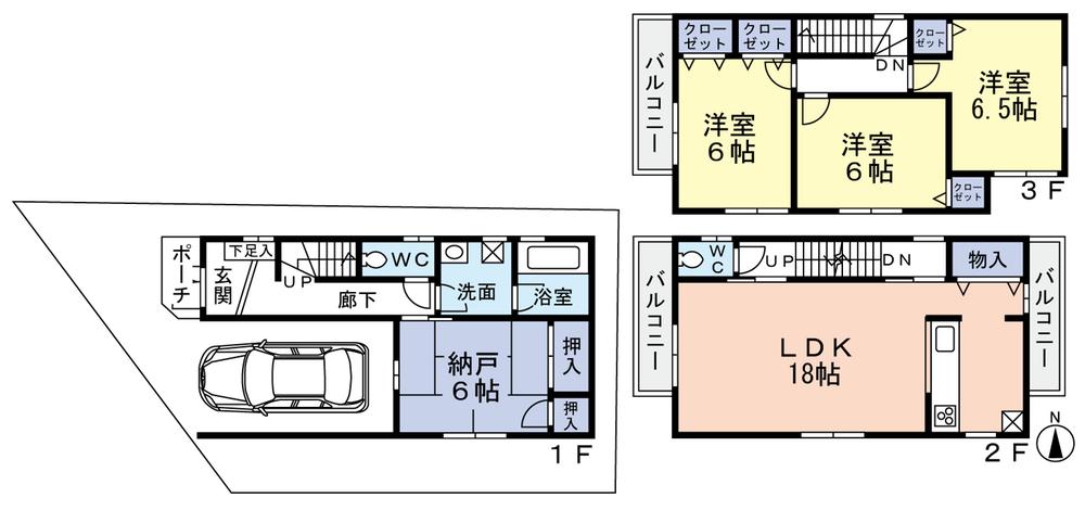 Floor plan. 24,900,000 yen, 4LDK, Land area 74.38 sq m , Building area 117.63 sq m