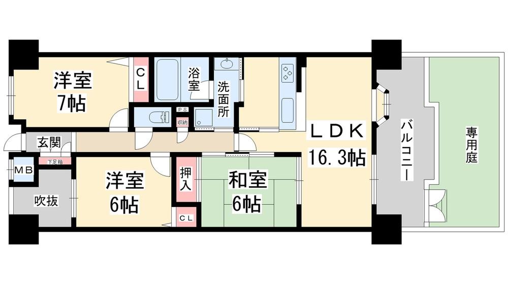 Floor plan. 3LDK, Price 16.8 million yen, Occupied area 77.72 sq m , Balcony area 10.09 sq m