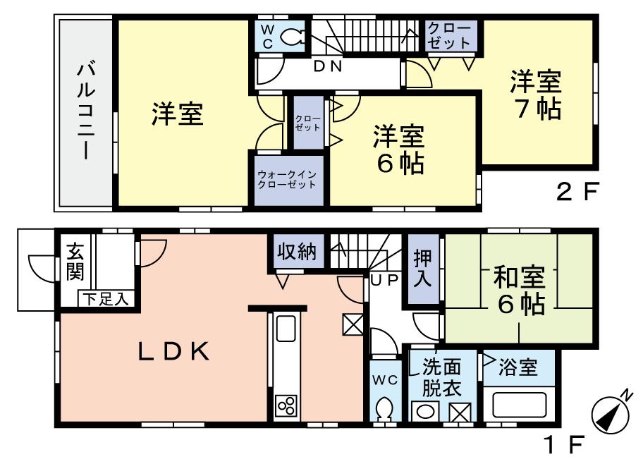 Floor plan. (1 Building), Price 28.8 million yen, 4LDK, Land area 134.4 sq m , Building area 105.58 sq m