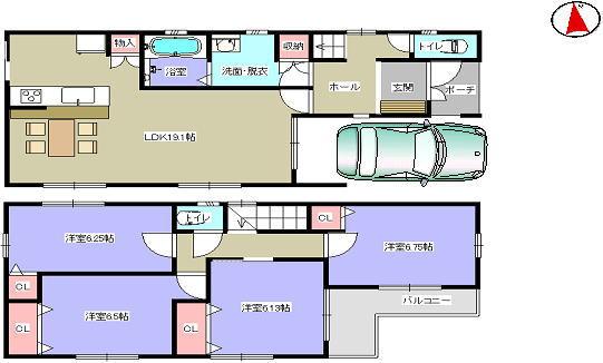 Floor plan. 30,800,000 yen, 4LDK, Land area 100.96 sq m , Building area 104.33 sq m