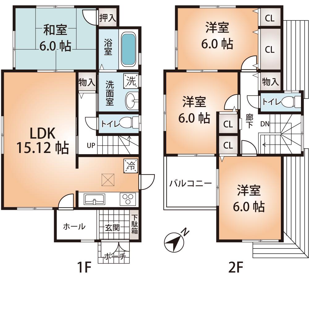 Floor plan. (No. 1 point), Price 34,800,000 yen, 4LDK, Land area 120.76 sq m , Building area 94.97 sq m