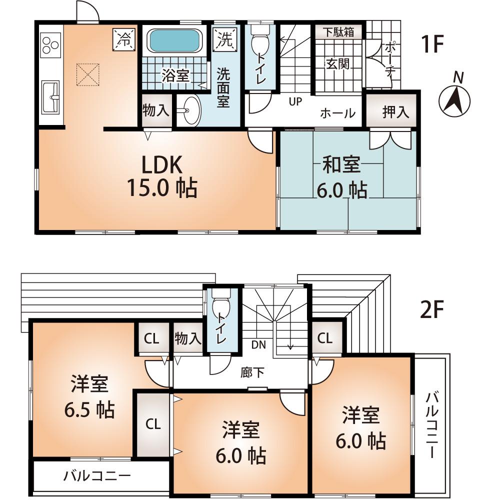 Floor plan. (No. 4 locations), Price 34,300,000 yen, 4LDK, Land area 120.94 sq m , Building area 93.15 sq m