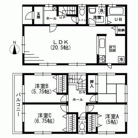 Floor plan. 28.8 million yen, 4LDK, Land area 102.91 sq m , Building area 102.68 sq m