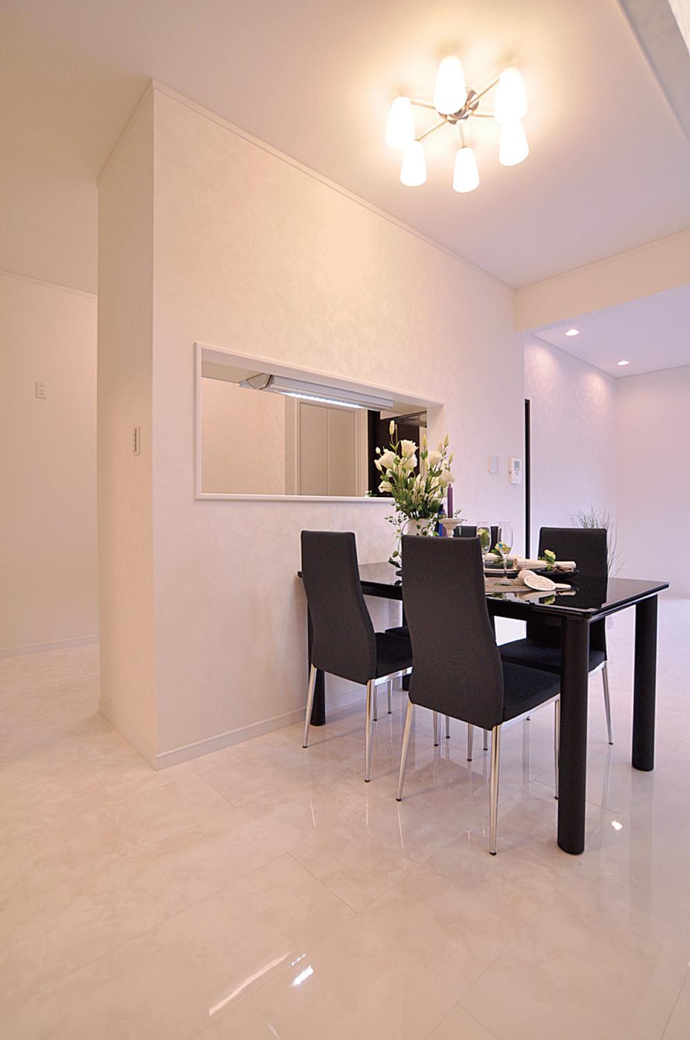 Living. Floor of marble is luxurious LDK (14 No. land model house)