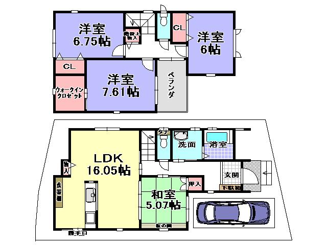Floor plan. 27,800,000 yen, 4LDK, Land area 95.21 sq m , Building area 102.92 sq m