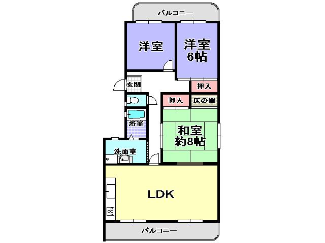 Floor plan. 3LDK, Price 9.8 million yen, Occupied area 84.14 sq m , Balcony area 15.55 sq m