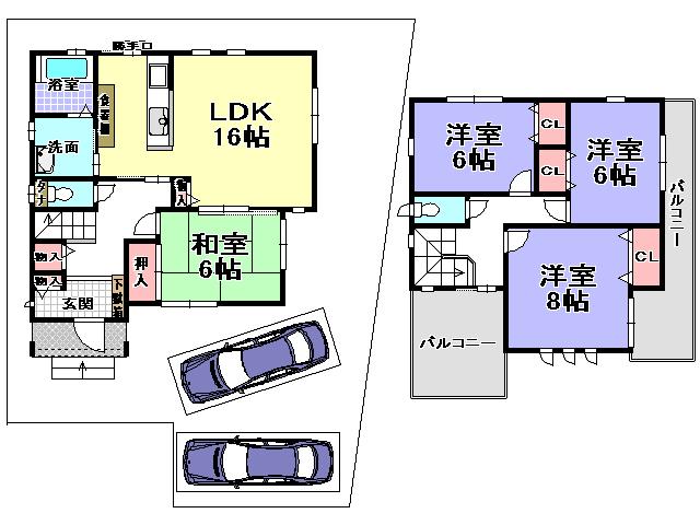 Floor plan. 26,800,000 yen, 4LDK, Land area 145.15 sq m , Building area 104.77 sq m