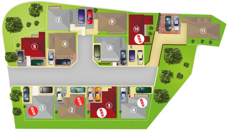 The entire compartment Figure. All sections 100 sq m  ~ , Road width 4.9m ~ Free design one-of-a-kind house in 6m relaxed city blocks. 