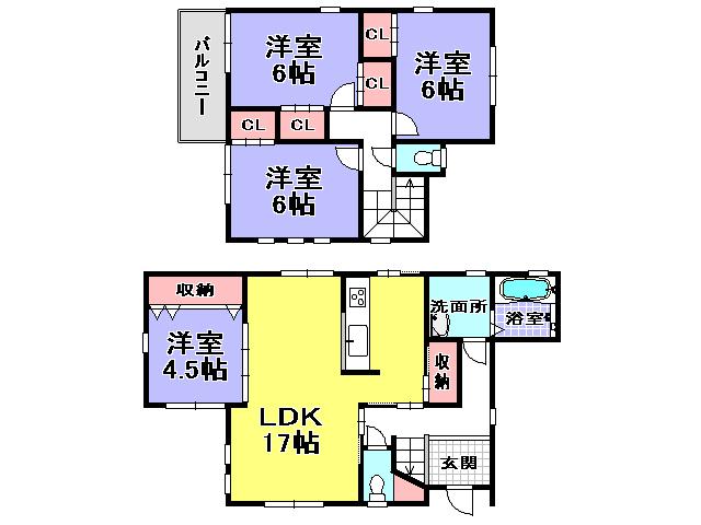 Floor plan. 24,800,000 yen, 4LDK, Land area 104.49 sq m , Building area 96.52 sq m