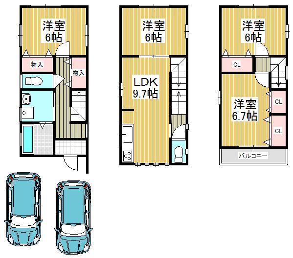 Floor plan. 17.8 million yen, 4LDK, Land area 63.86 sq m , Building area 85.86 sq m