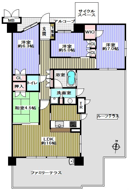 Floor plan. 4LDK, Price 31,800,000 yen, Occupied area 91.61 sq m , Balcony area 57.84 sq m floor plan