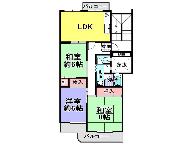 Floor plan. 3LDK, Price 9.8 million yen, Occupied area 67.99 sq m , Balcony area 9.9 sq m
