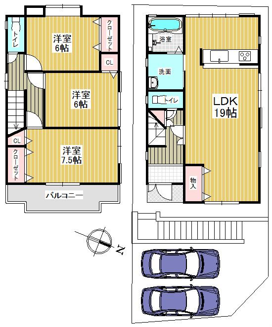 Floor plan. 19,800,000 yen, 3LDK, Land area 112.25 sq m , Building area 92.73 sq m Mato