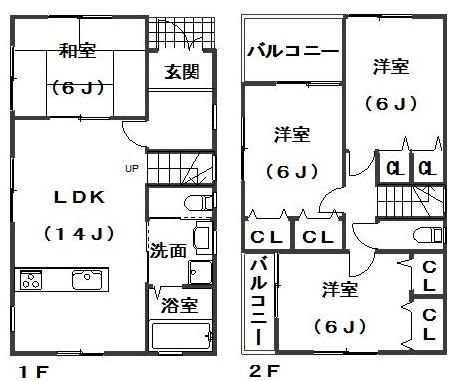 Building plan example (floor plan). Building plan example 4LDK, Land price 6,625,000 yen, Land area 100.42 sq m , Building price 14,175,000 yen, Building area 89.1 sq m