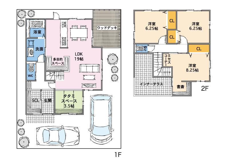 Building plan example (floor plan). Building plan example (B No. land plan example) 4LDK, Land price 12.3 million yen, Land area 100.61 sq m , Building price 14.5 million yen, Building area 103.68 sq m