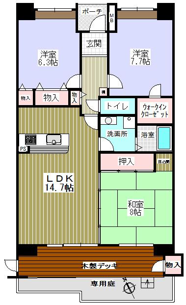 Floor plan. 3LDK, Price 21,700,000 yen, Footprint 88.2 sq m